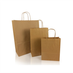 Sodrottfüles papírtáska 220x330mm 100mm talp M méret 200 db/doboz, bordázott barna Papírzacskó , zsák h-Green