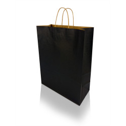 Sodrottfüles papírtáska 320x420mm 150mm talp L méret 200 db/doboz, fekete Papírzacskó , zsák h-Green