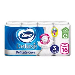 Toalettpapír 3 rétegű kistekercses 100% cellulóz 150 lap/tekercs 16 tekercs/csomag Delicate Care Deluxe Zewa fehér Toalettpapírok Zewa