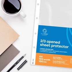 Genotherm lefűzhető, A4, 100 micron narancsos belül 2/3 részben nyitott 4 lyukú Bluering® 100 db/csomag, Lefűzhető genotherm Bluering
