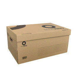 Archiváló konténer karton doboz fedeles 54x36x25cm, felfelé nyíló tetővel Bluering® barna Archiválás Bluering